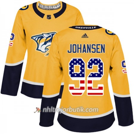 Dame Ishockey Nashville Predators Tröja Ryan Johansen 92 Adidas 2017-2018 Guld USA Flag Fashion Authentic
